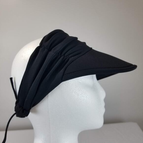 Wallaroo Aqua Visor Womens Black UPF 50+ Packable Sun Hat Adjustable Tie Back - Picture 2 of 9